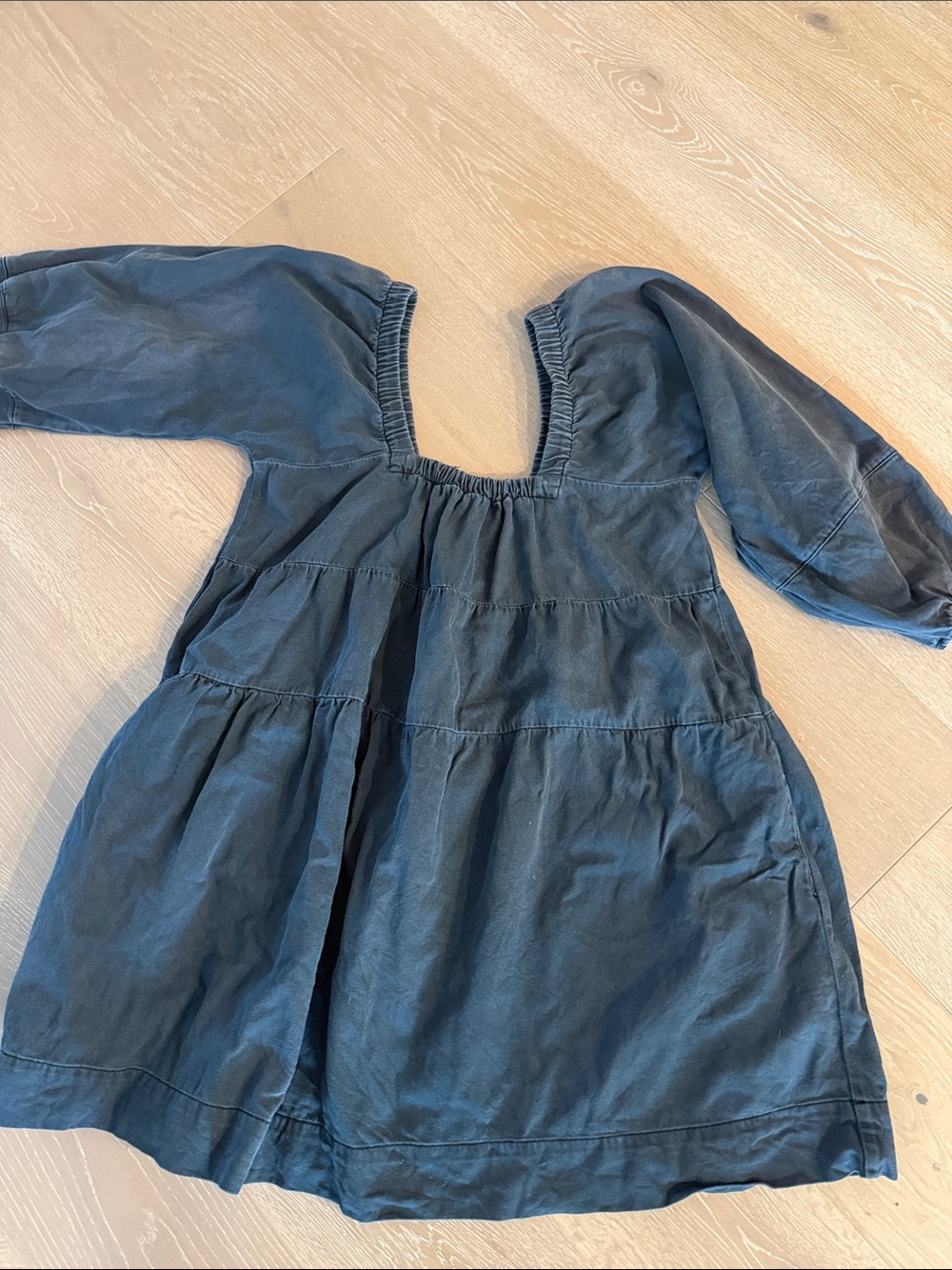 Girls' Navy Blue Tiered Cotton Dress